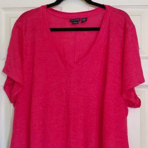 Tahari Hot Pink V-Neck Top